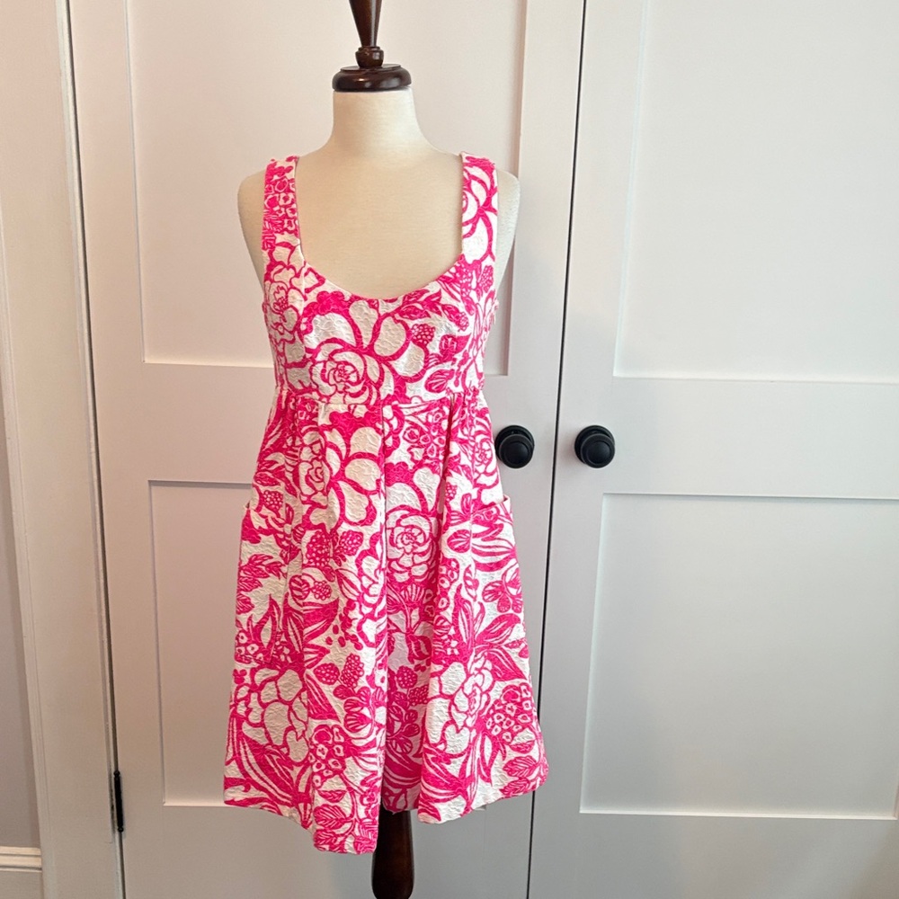 Anthropologie Vanessa Virginia hot pink & white jacquard dress 😎3 for 25
